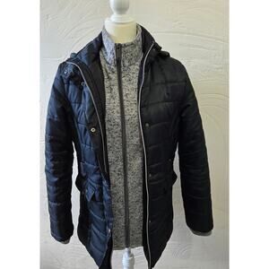 Harve Benard Woman's Size Small Black Quilted Hooded Jacket